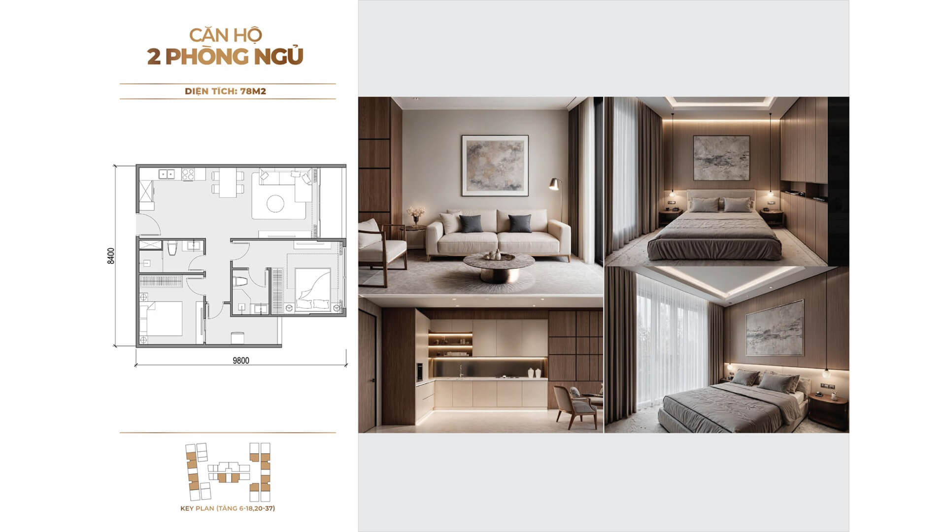 thiết kế căn hộ 2 phòng ngủ dự án Grand Era Residence Hà Nội